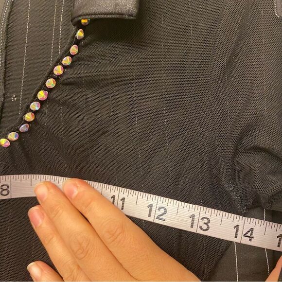 Kelle dance costume 2 piece black pin stripe leotard leggings 5333 103535 LC - Picture 6 of 13